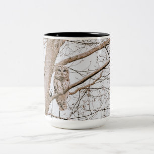 Beautiful Barred Owl Audubon Two-Tone Coffee Mug