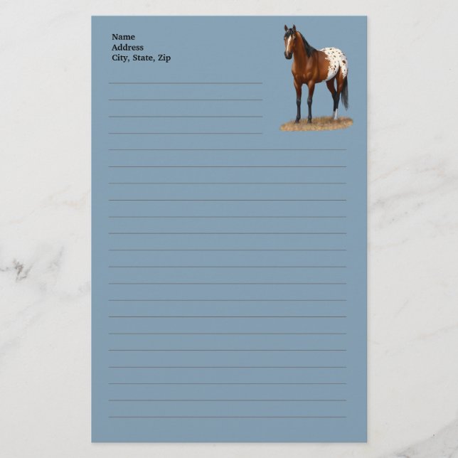 Beautiful Bay Appaloosa Horse Stationery (Front)