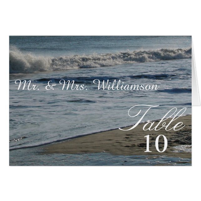 Beautiful Beach and Sand Wedding Table Tent Cards (Front Horizontal)