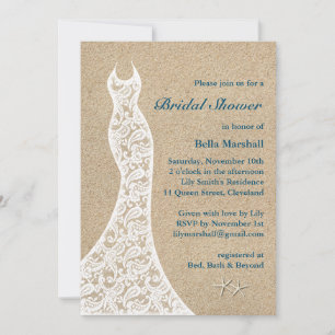 Beautiful Beach Bridal Shower Invitation Turquoise