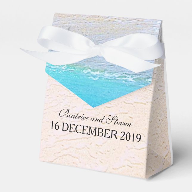 Beautiful Beach/Destination Wedding Personalised Favour Box (Front Side)