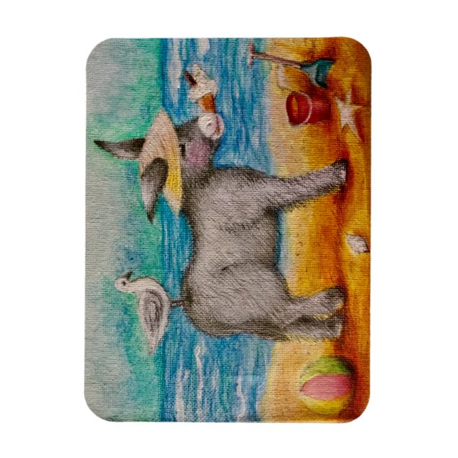 Beautiful beach donkey magnet (Vertical)