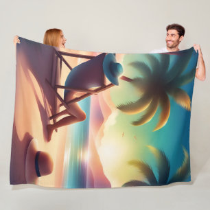 beautiful beach fleece blanket
