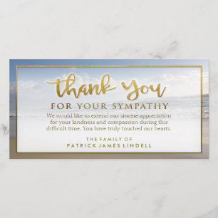 Beautiful Beach Golden Thank You Sympathy Card