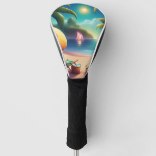 beautiful beach golf head cover