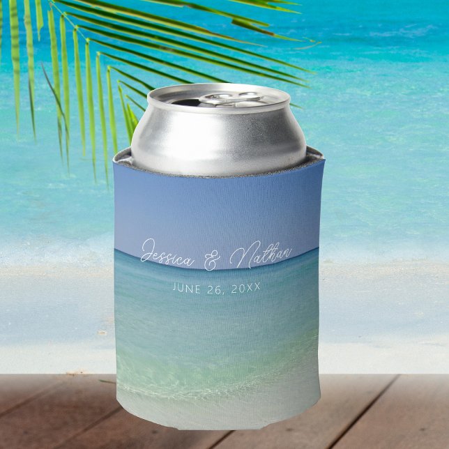  Beautiful Beach Horizon Personalised Wedding Can Cooler (Creator Uploaded)