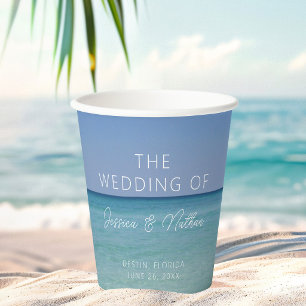 Beautiful Beach Horizon Personalised Wedding Paper Cups