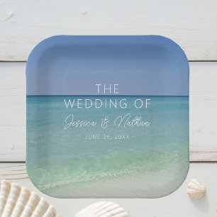  Beautiful Beach Horizon Personalised Wedding Paper Plate