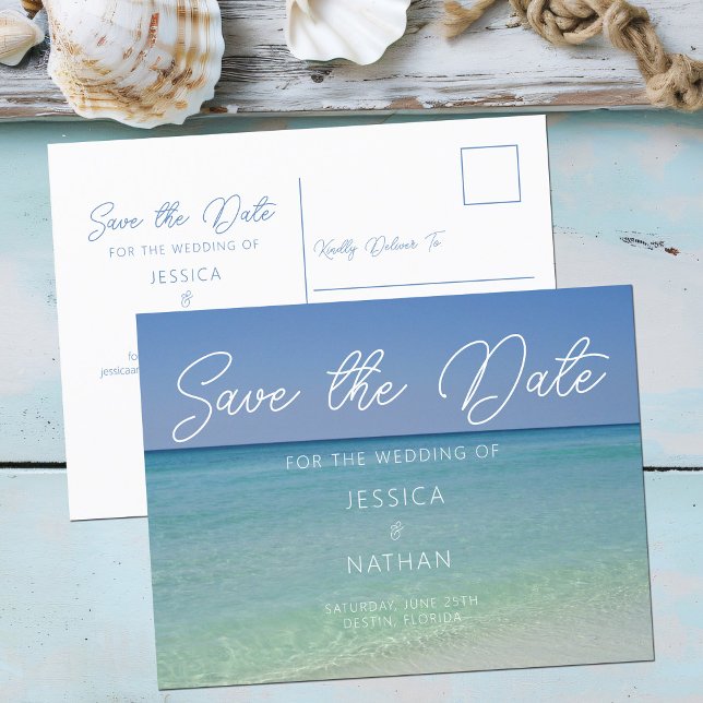 Beautiful Beach Horizon Photography Save the Date Announcement Postcard (Creator Uploaded)