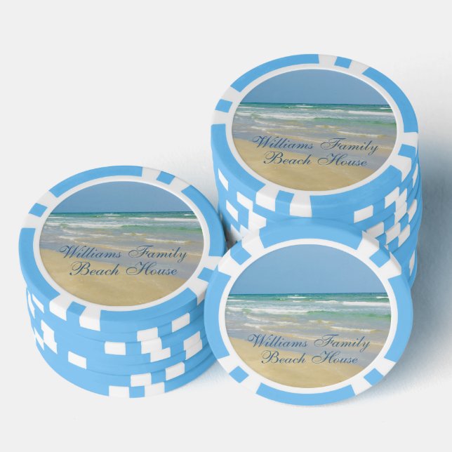 Beautiful Beach House Custom Coastal Party Poker Chips (Stack)