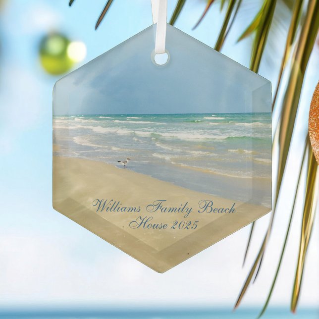 Beautiful Beach House Custom Family Keepsake Gift Glass Tree Decoration (Creator Uploaded)