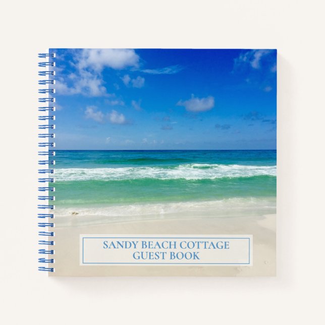 Beautiful Beach House Personalised Guest Notebook (Front)