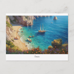 Beautiful beach in Greece  Postcard