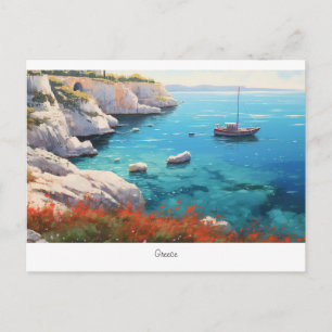 Beautiful beach in Greece  Postcard