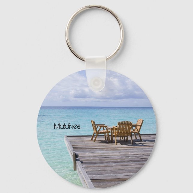 Beautiful beach in maldives key ring (Front)