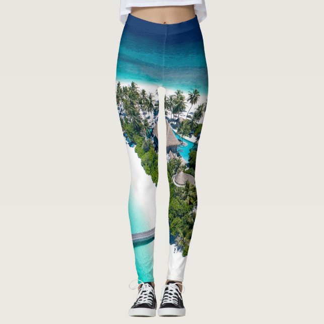 Beautiful Beach Landscape Leggings (Front)