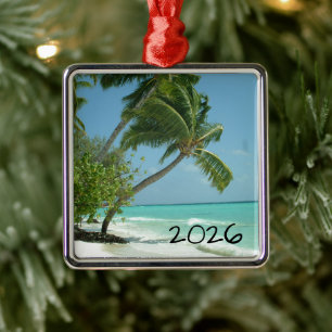 Beautiful Beach, Maldives Metal Tree Decoration