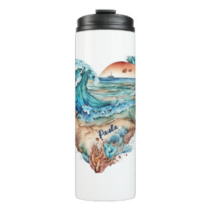Beautiful Beach Ocean Sand Tree Thermal Tumbler