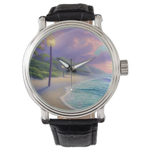 Beautiful Beach Ocean Waves Night Clouds Watch