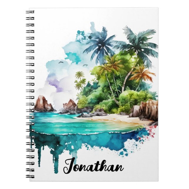 Beautiful Beach Ocean Waves Sand Sea Shells Notebook (Front)