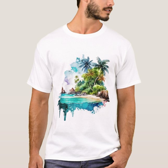 Beautiful Beach Ocean Waves Sand Sea Shells T-Shirt (Front)