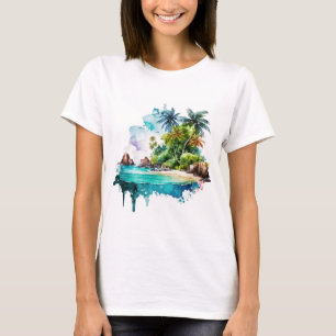 Beautiful Beach Ocean Waves Sand Sea Shells T-Shirt