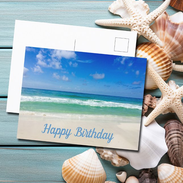 Beautiful Beach Photo Custom Ocean Happy Birthday Postcard (Creator Uploaded)