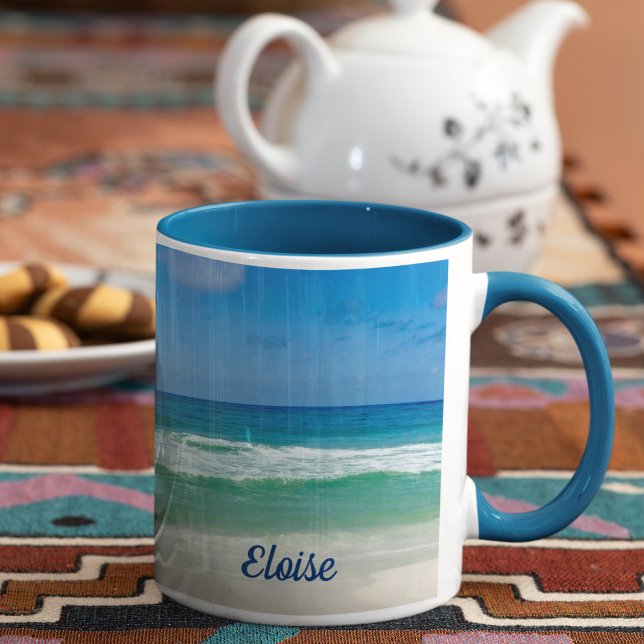 Beautiful Beach Photography Blue Ocean Custom Mug (Creator Uploaded)