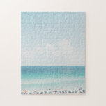 Beautiful Beach Photography Cool Blue Ocean Skies Jigsaw Puzzle<br><div class="desc">A fun photo depicting a day at the beach with bright blue skies and clear turquoise water.</div>