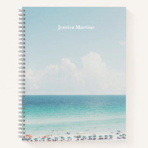 Beautiful Beach Photography Cool Blue Ocean Skies Notebook