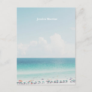 Beautiful Beach Photography Cool Blue Ocean Skies Postcard