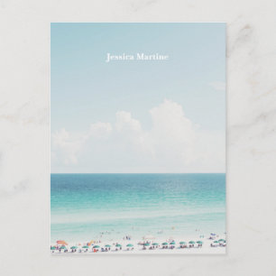 Beautiful Beach Photography Cool Blue Ocean Skies Postcard