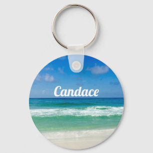 Beautiful Beach Photography Cute Seaside Monogram Key Ring