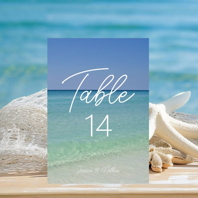  Beautiful Beach Photography Personalised Wedding Table Number (Creator Uploaded)