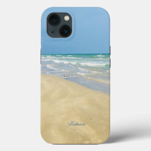 Beautiful Beach Photography Sandpiper Monogram iPhone 13 Case