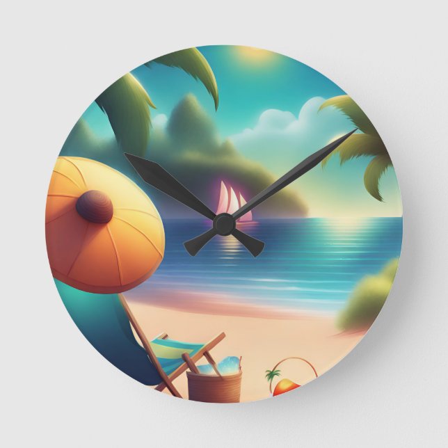 beautiful beach round clock (Front)