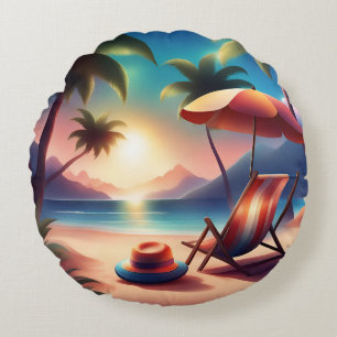 beautiful beach round cushion