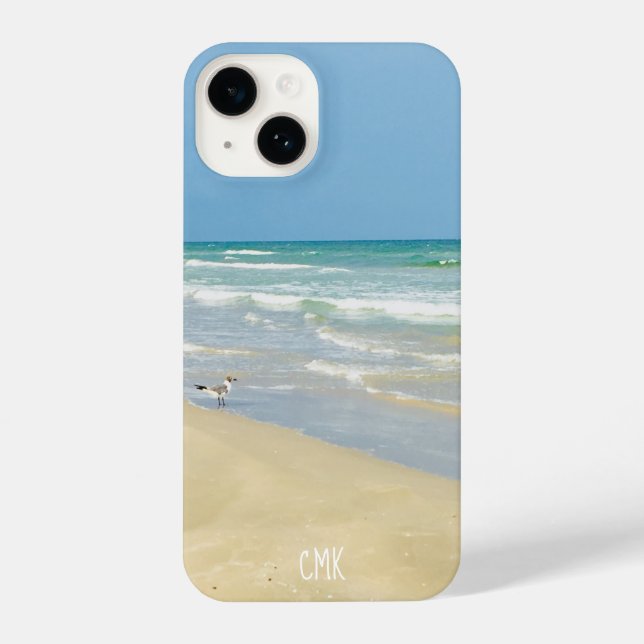 Beautiful Beach Sandpiper Monogram Island Seashore iPhone Case (Back)