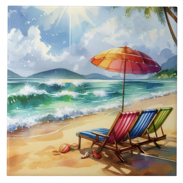 Beautiful Beach Scene  Tile (Front)