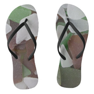 Beautiful Beach Sea Glass White Brown Green Jandals