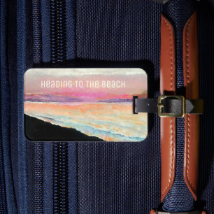 Beautiful Beach Sunset Painted In Soft Pastels Luggage Tag