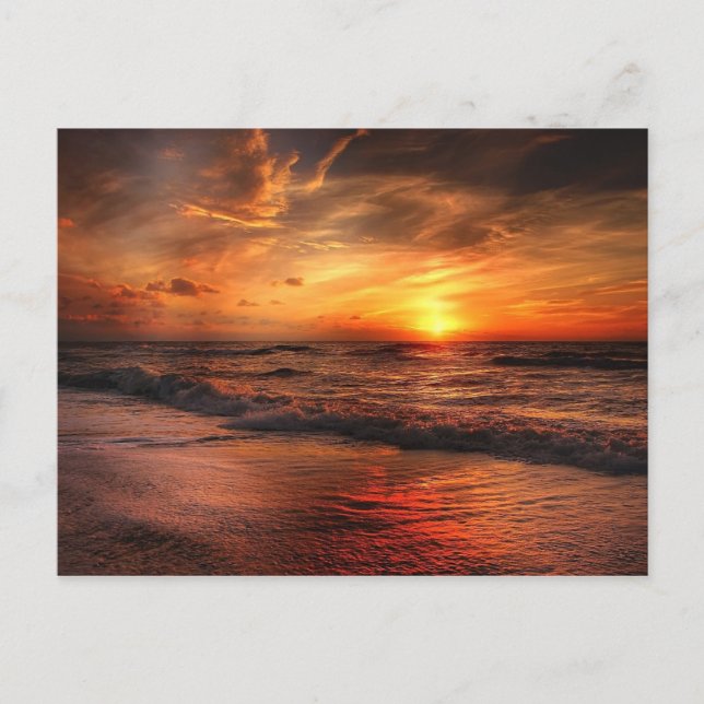 Beautiful Beach Sunset Postcard (Front)