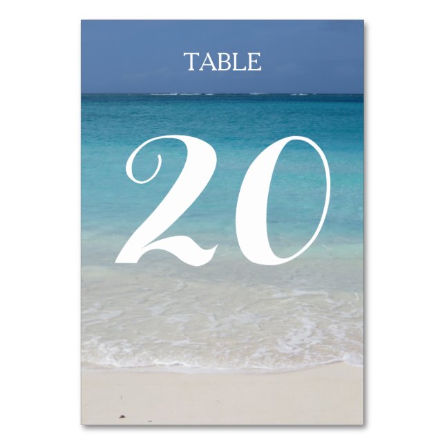 Beautiful Beach | Turks and Caicos Photo Table Number (Front)