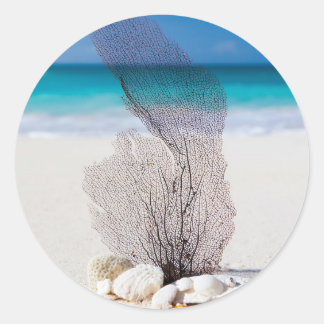 Beautiful Beach Turquoise Water and Blue Sky Classic Round Sticker