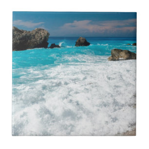 Beautiful Beach Water Surf Aloha Hawaiian Wedding Tile