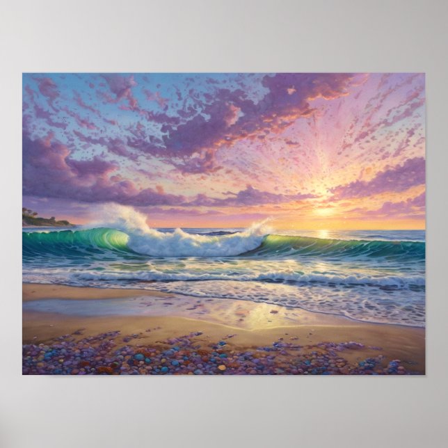 Beautiful Beach Waves and Shore Art Poster (Front)