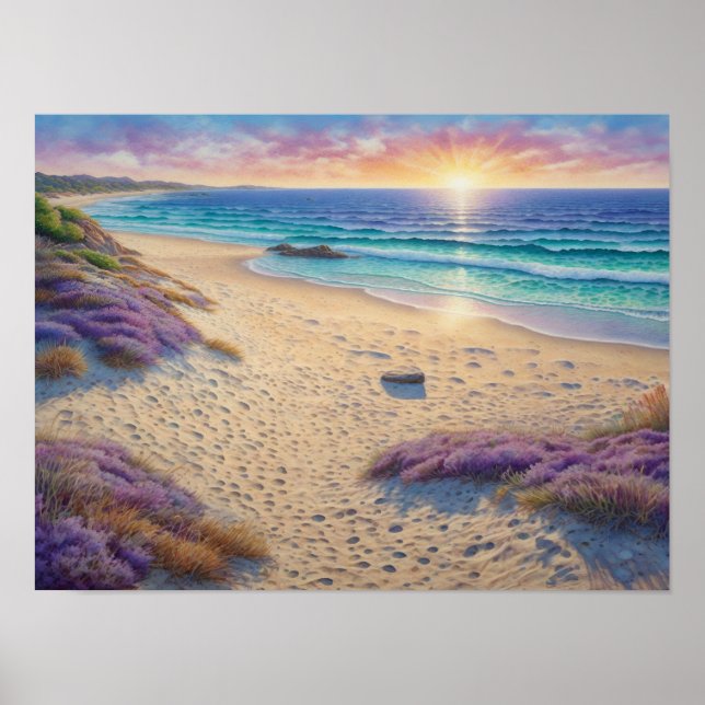 Beautiful Beach Waves and Shore Art Poster (Front)