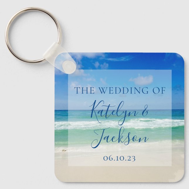 Beautiful Beach Waves Photography Custom Wedding Key Ring (Front)