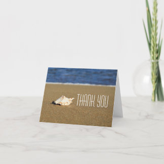 Beautiful Beach Waves | Seashell Nautical Wedding Thank You Card
