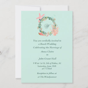 Beautiful Beach Wedding Announcements   Custom